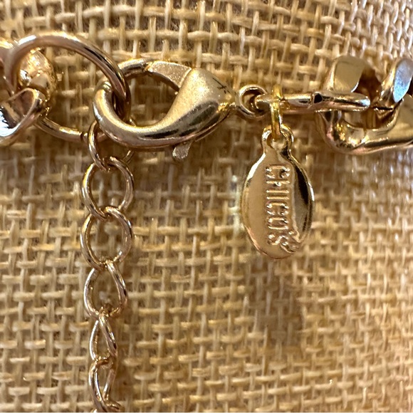 New Chico’s Statement Necklace- gold tone w/ white & clear rhinestone clusters - Picture 10 of 10